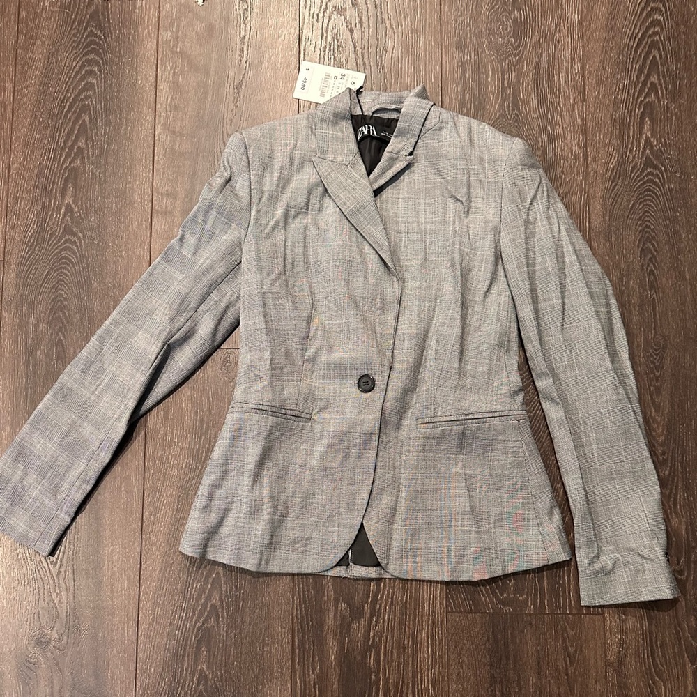 Plaid Gray Zara Blazer NWT